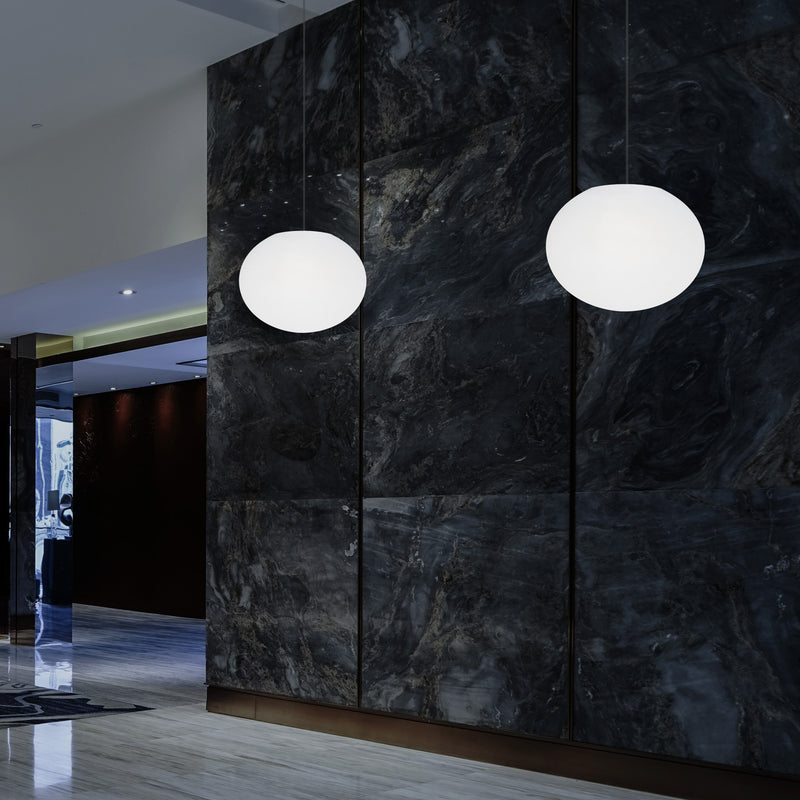 Plafonnier design à LED, suspension lumière 3D ellipse ovale E27, sphère plate de 27 cm