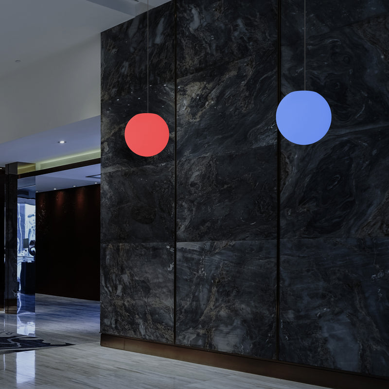 Plafonnier à boule suspendue, lampe pendante LED de 15cm changement de couleurs éclairage d'ambiance