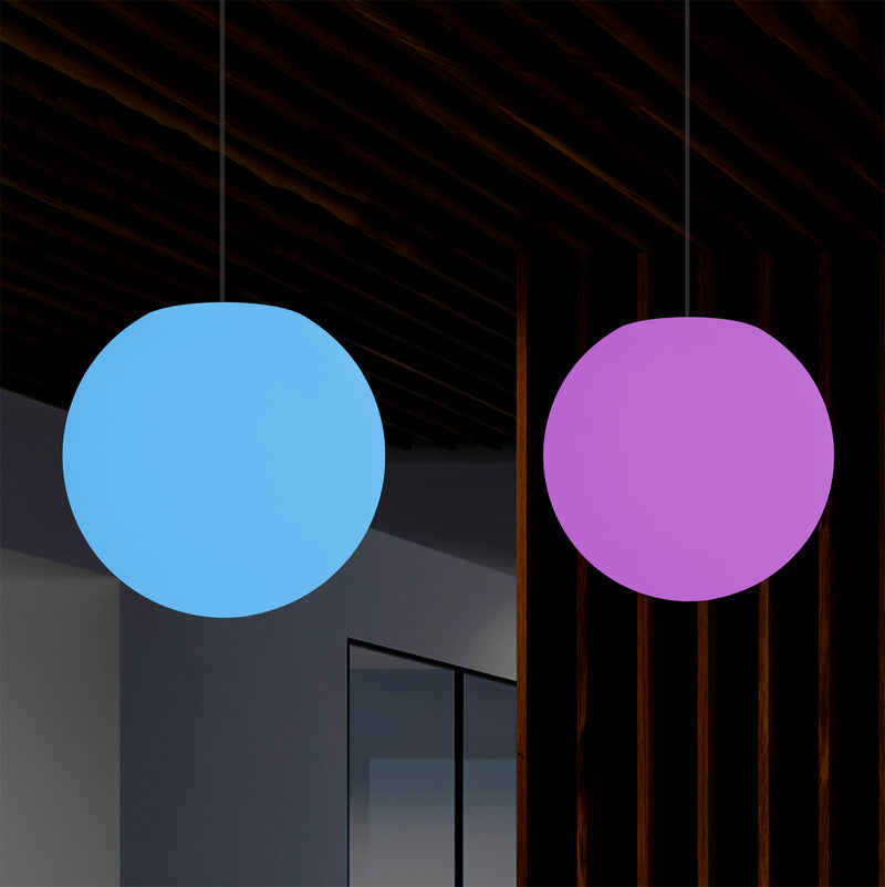 Plafonnier suspendu à boule, lampe suspendue RGB 30 cm, lumière d'ambiance à couleurs changeantes