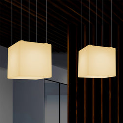 Lampe suspendue LED Cube, Plafonnier géométrique, 40 x 40 cm, E27, blanc chaud