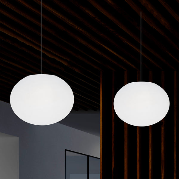 Plafonnier design à LED, suspension lumière 3D ellipse ovale E27, sphère plate de 27 cm
