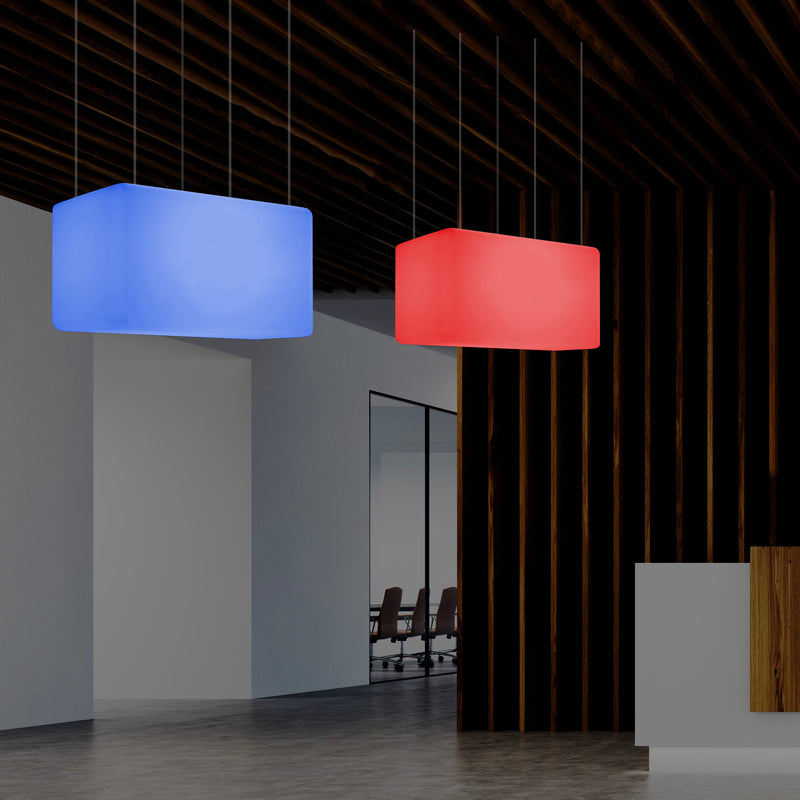 Plafonnier unique, lampe suspendue LED linéaire îlot de cuisine 55 x 35 cm E27 RGB avec télécommande