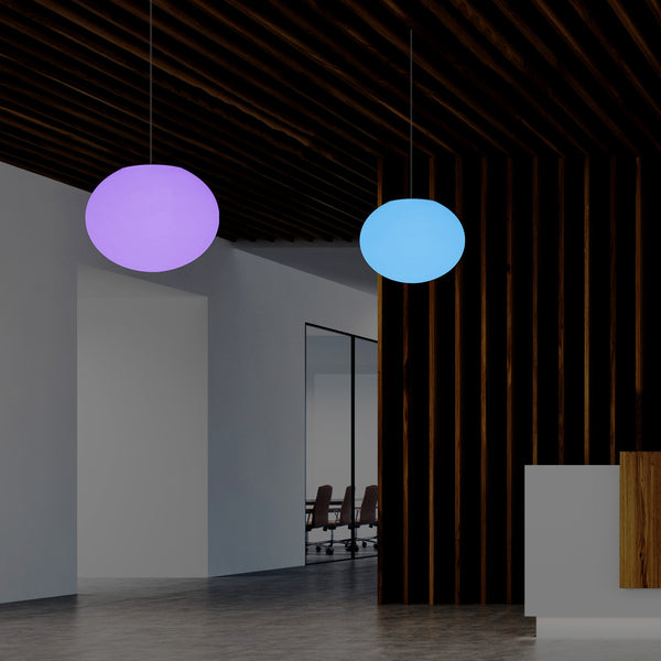 Plafonnier ellipse galet, suspension RGB ovale design, 27 cm, éclairage d'ambiance LED