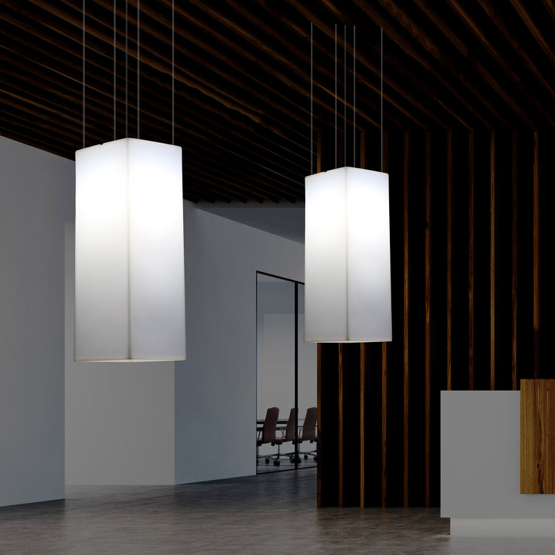 Lampe à suspension linéaire, éclairage à LED suspendu, taille 110 x 30 cm, ampoule E27, blanc