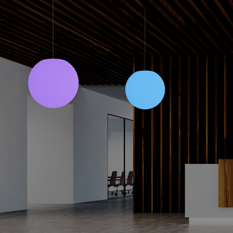 Plafonnier suspendu à boule, lampe suspendue RGB 30 cm, lumière d'ambiance à couleurs changeantes