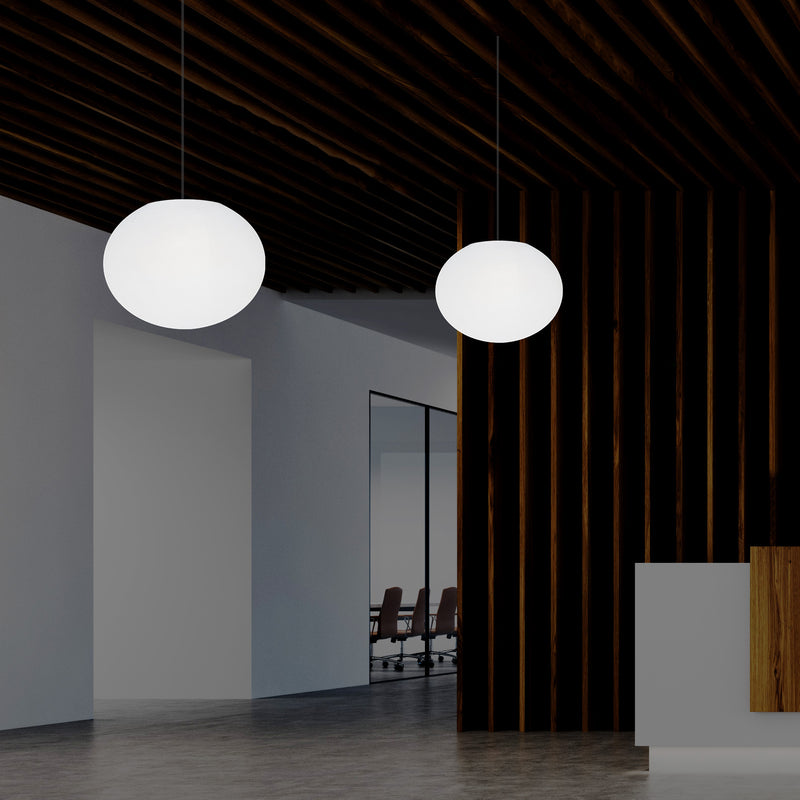 Plafonnier design à LED, suspension lumière 3D ellipse ovale E27, sphère plate de 27 cm