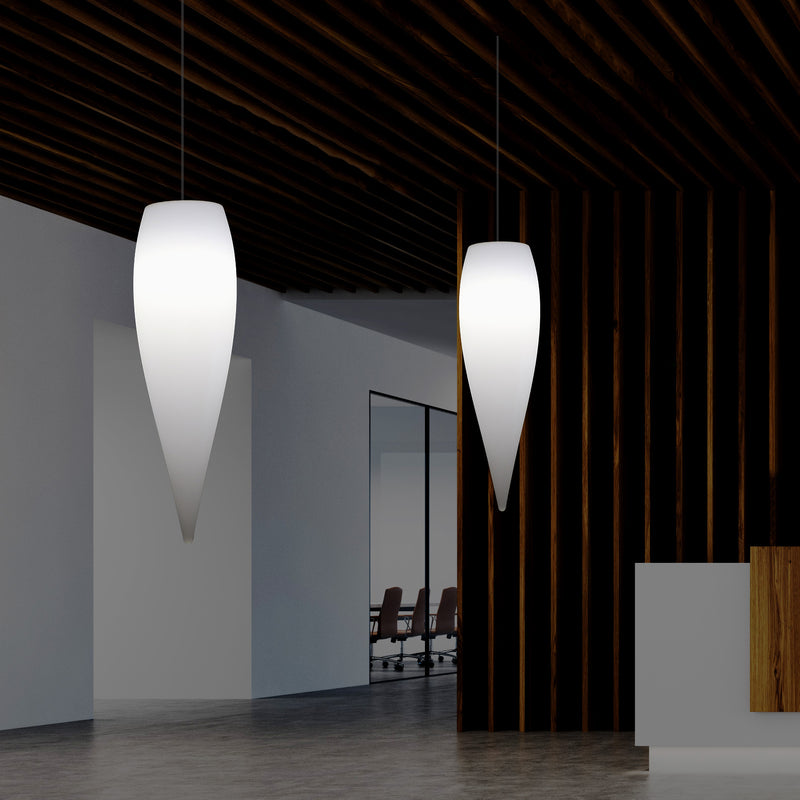 Lampe à suspension goutte d'eau, lumière pendante à LED décorative glaçon, 80 cm, E27, blanc