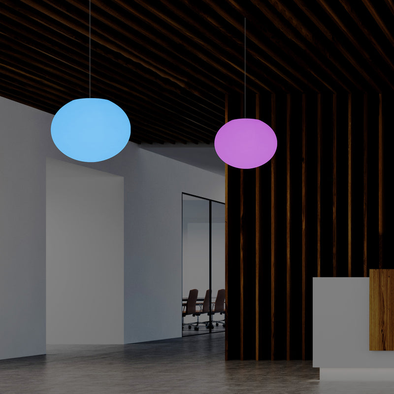 Suspension elliptique ovale, plafonnier avec changement de couleurs, lumière boule plate