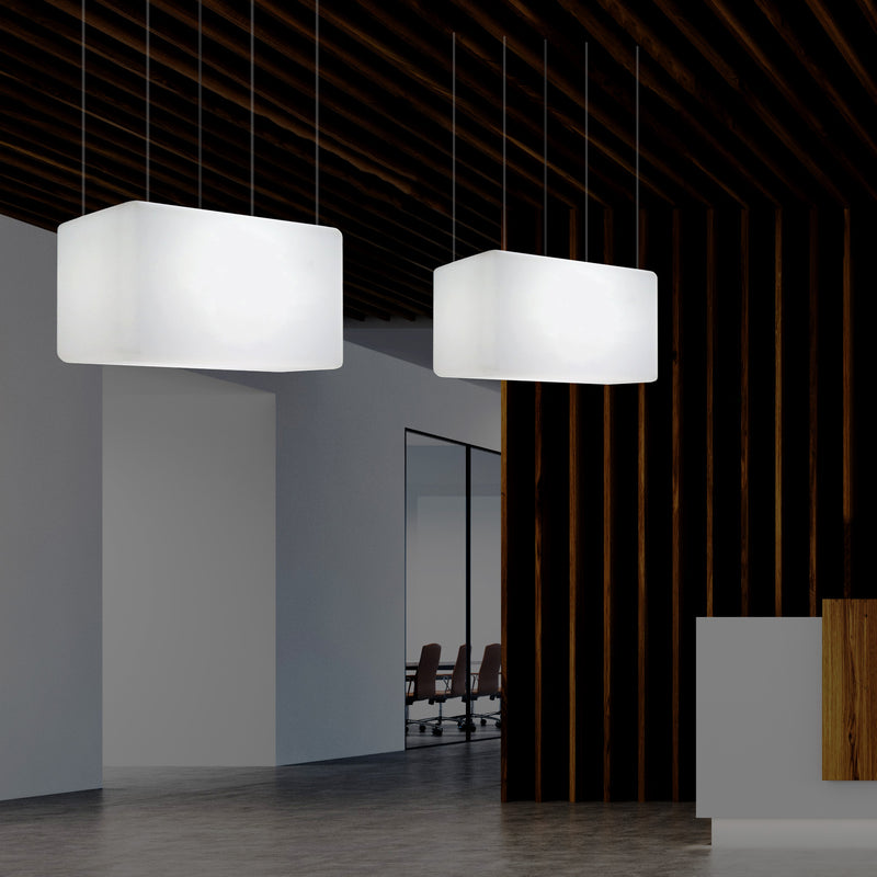 Suspension à LED Éclairage d'îlot de cuisine Lumière linéaire Plafonnier design 55 x 35 cm E27 blanc