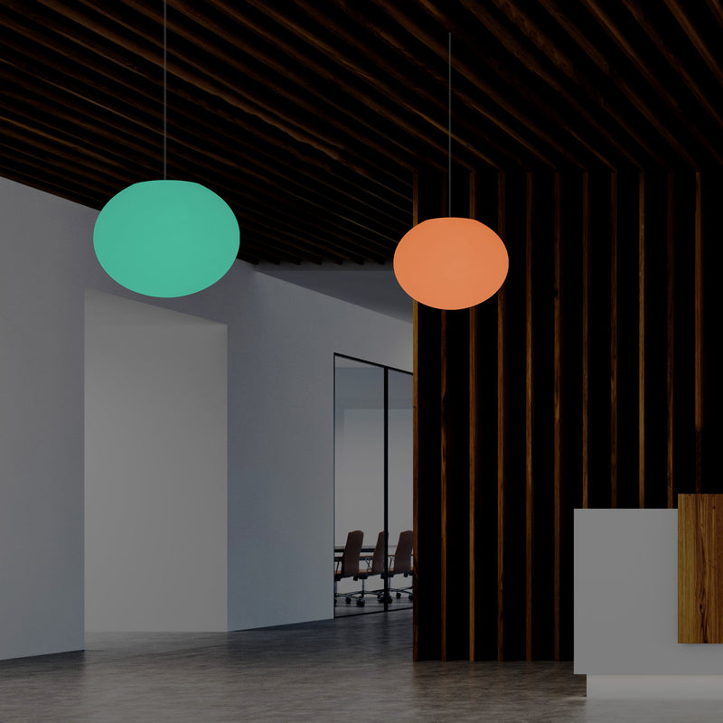 Plafonnier ellipse galet, suspension RGB ovale design, 27 cm, éclairage d'ambiance LED
