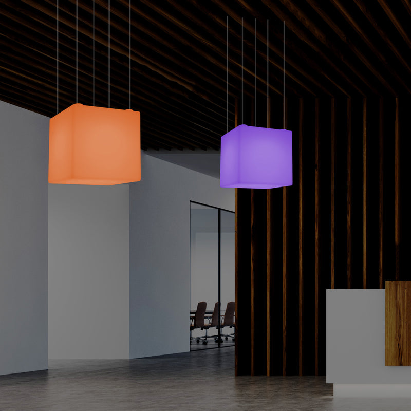 Plafonnier Cube LED, lampe décorative suspendue, 500 mm, E27, éclairage d'ambiance RGB