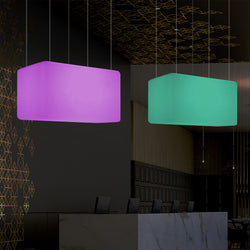 Plafonnier unique, lampe suspendue LED linéaire îlot de cuisine 55 x 35 cm E27 RGB avec télécommande