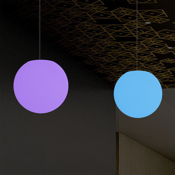 Lampe suspendue globe plafonnier sphère boule multicolore RGB 25cm, télécommandé