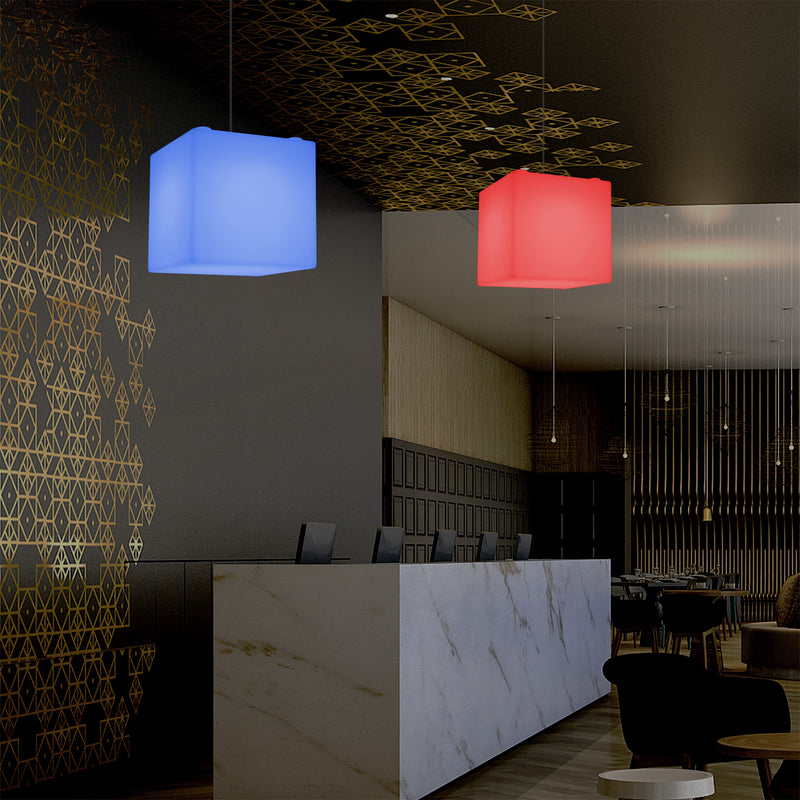 Lampe à suspension LED Cube Lumière pendante RGB SMD à couleurs changeantes 300 mm, lumière ambiante