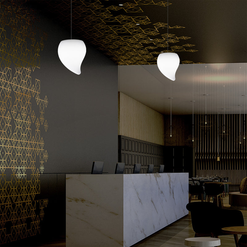 Suspension design à LED, Lampe de plafond suspendue unique  en forme de larme E27, lumière blanche