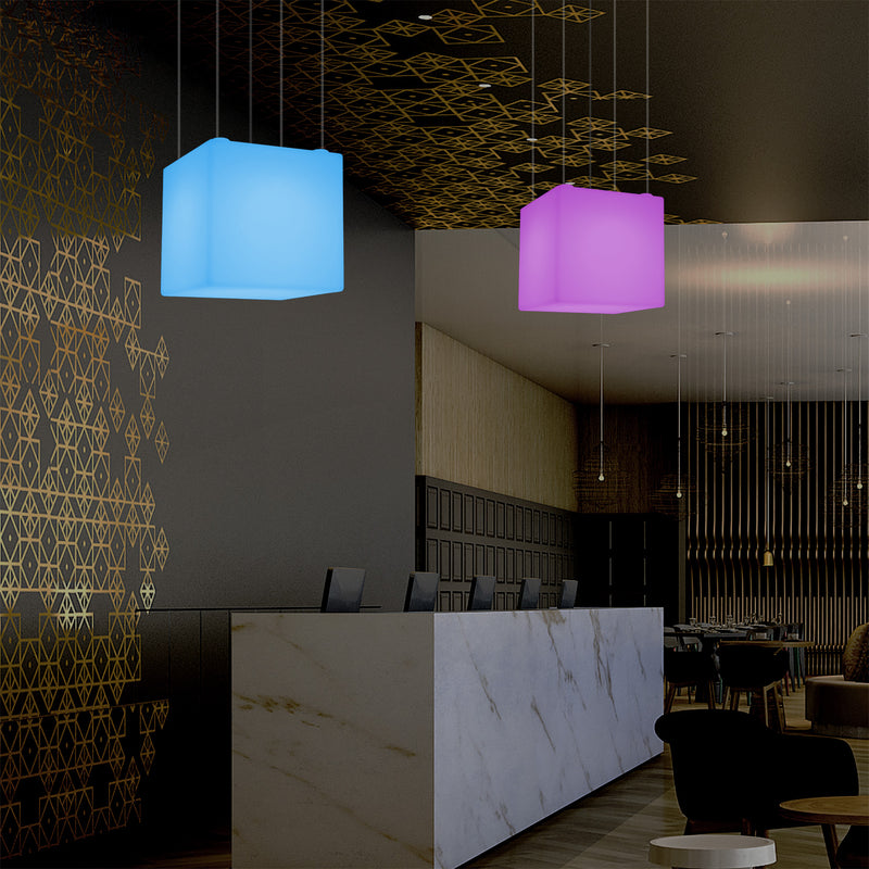 Plafonnier Cube à LED, lampe suspendue moderne RVB multicolore, 400 mm, lampe d'ambiance