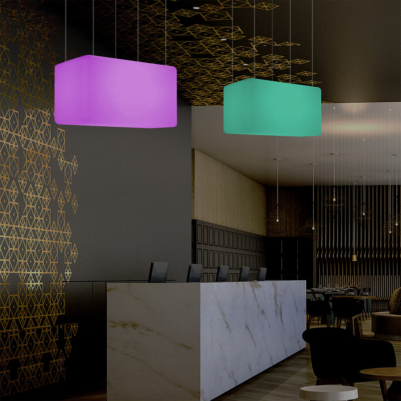 Suspension linéaire à LED Plafonnier RVB moderne, luminaire pour îlot, 55 x 35cm, Lumière d'ambiance