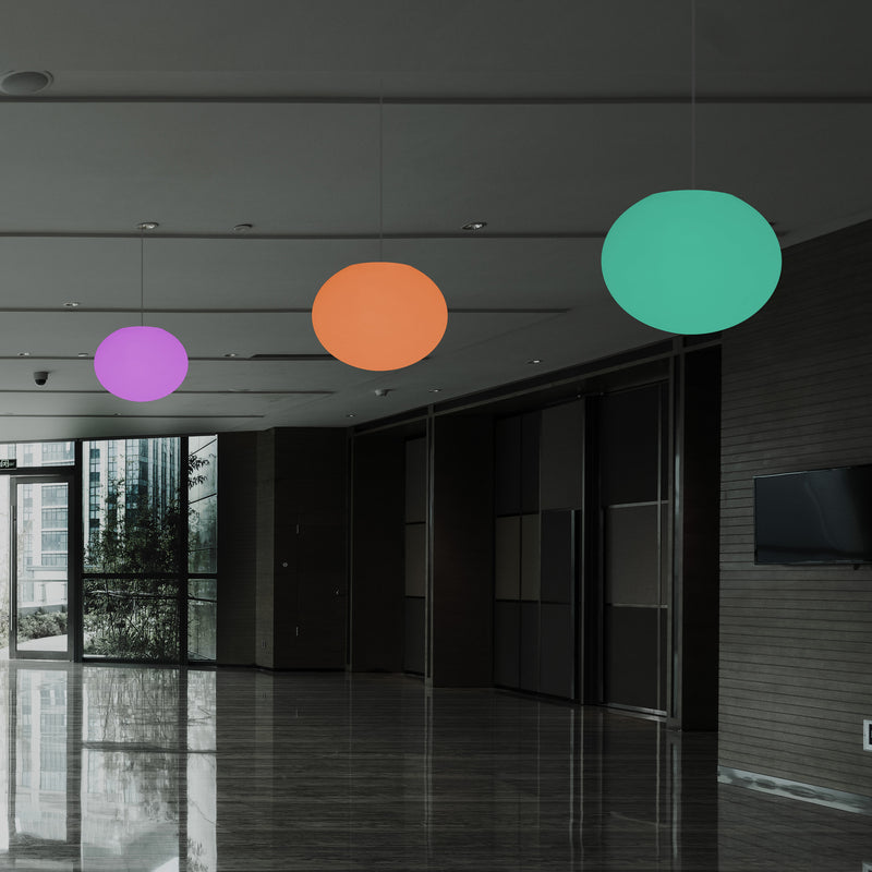 Plafonnier ellipse galet, suspension RGB ovale design, 27 cm, éclairage d'ambiance LED