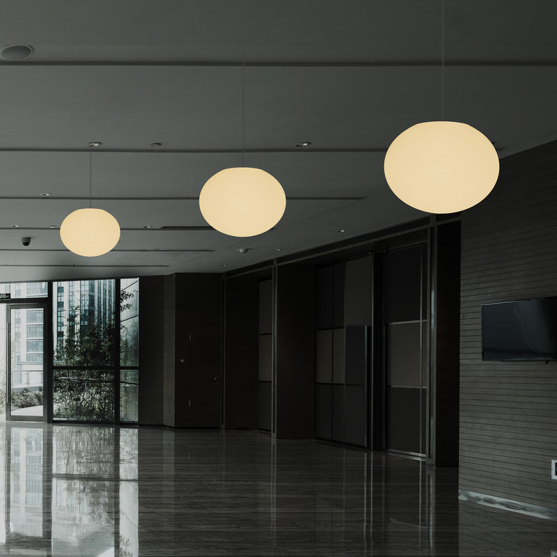 Plafonnier suspendu décoratif E27, lampe suspendue à LED lumière 3D ovale elliptique, boule 27 cm