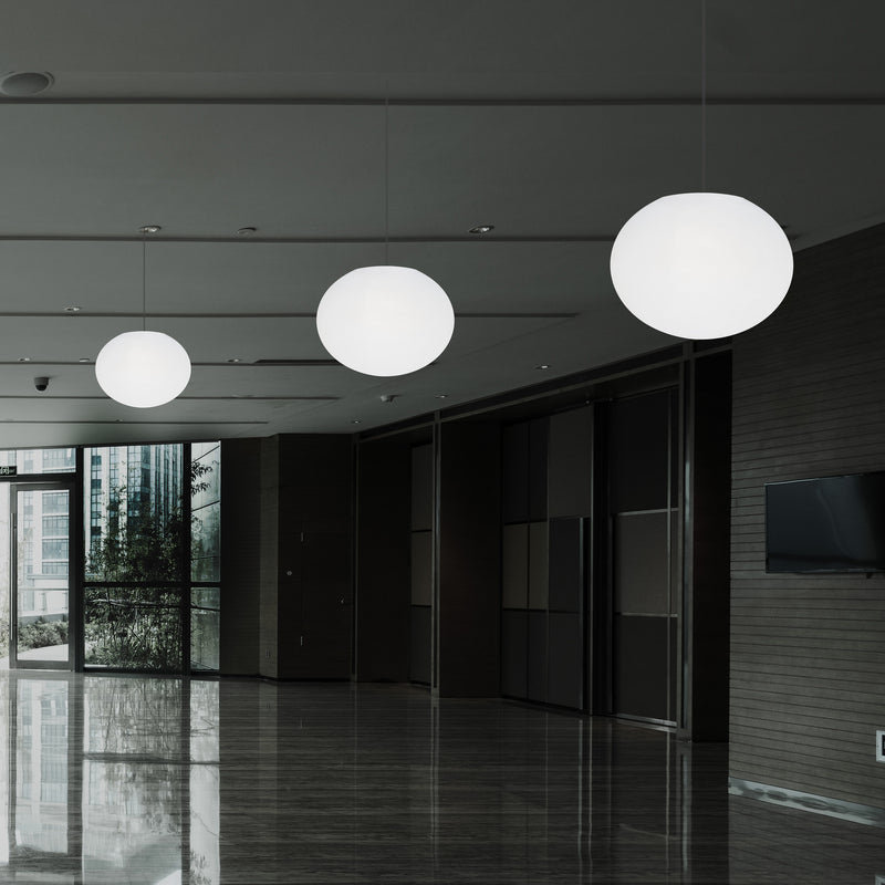 Plafonnier design à LED, suspension lumière 3D ellipse ovale E27, sphère plate de 27 cm