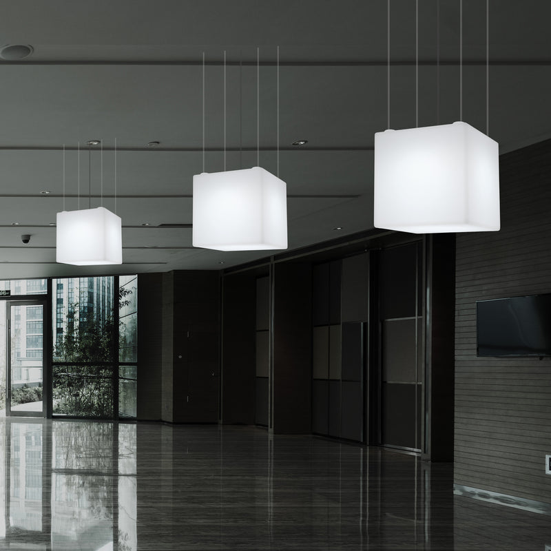 Plafonnier Cube LED, lampe décorative suspendue, 500 mm, E27, éclairage d'ambiance RGB