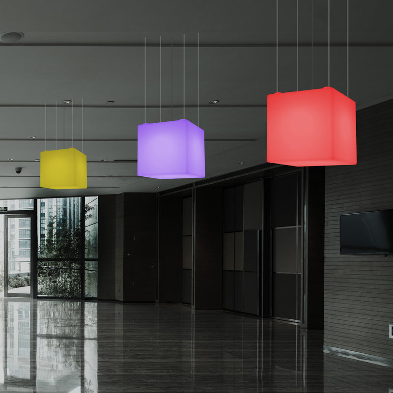 Plafonnier Cube à LED, lampe suspendue moderne RVB multicolore, 400 mm, lampe d'ambiance