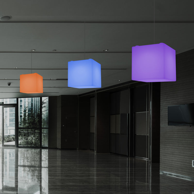 Lampe à suspension LED Cube Lumière pendante RGB SMD à couleurs changeantes 300 mm, lumière ambiante