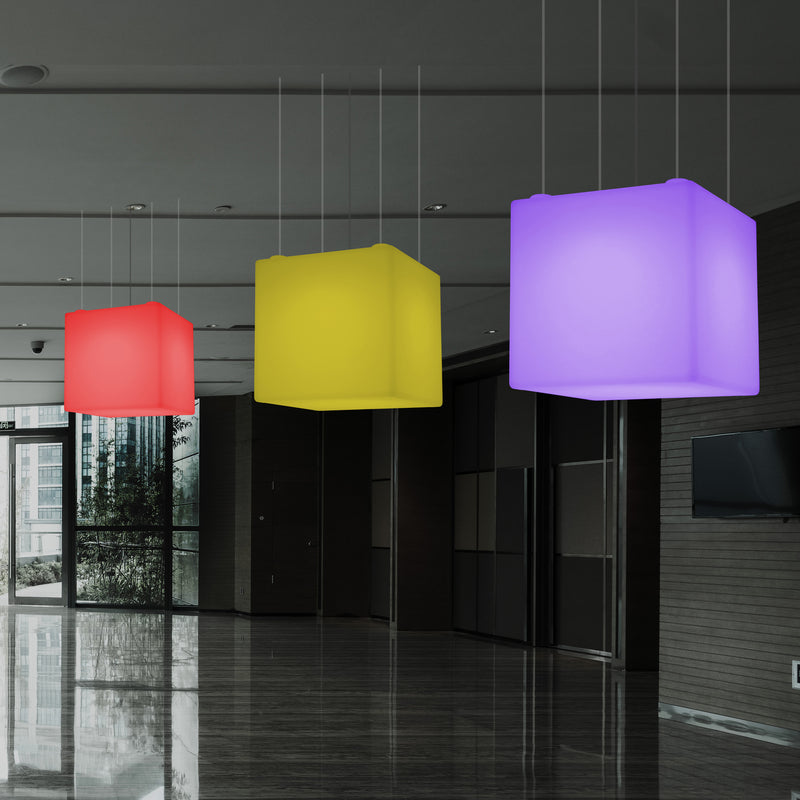 Lampe suspendue Cube, grande lampe suspendue moderne RVB, 600 mm, lumière d'ambiance LED