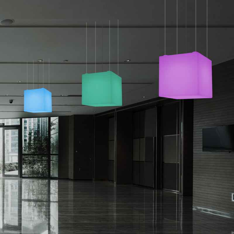 Plafonnier Cube à LED, lampe suspendue moderne RVB multicolore, 400 mm, lampe d'ambiance
