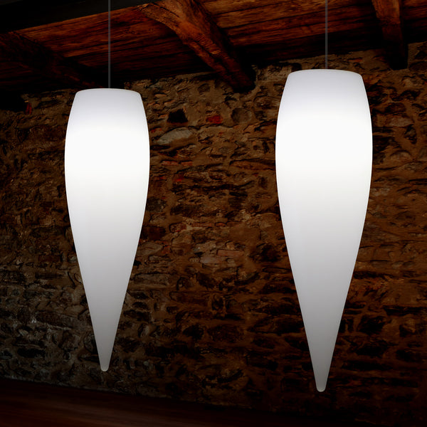 Lampe à suspension goutte d'eau, lumière pendante à LED décorative glaçon, 80 cm, E27, blanc