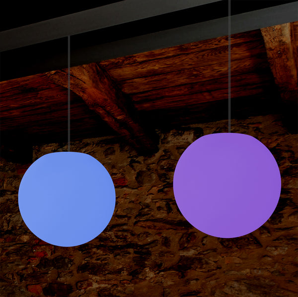 Plafonnier à boule suspendue, lampe pendante LED de 15cm changement de couleurs éclairage d'ambiance