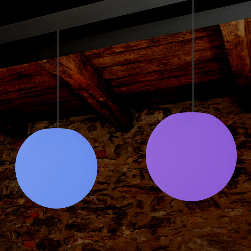 Plafonnier à boule suspendue, lampe pendante LED de 15cm changement de couleurs éclairage d'ambiance