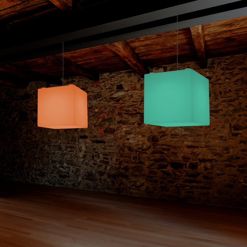 Lampe à suspension LED Cube Lumière pendante RGB SMD à couleurs changeantes 300 mm, lumière ambiante