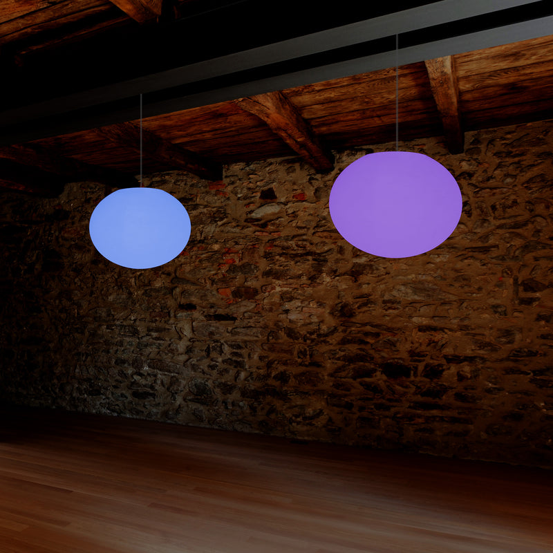 Plafonnier ellipse galet, suspension RGB ovale design, 27 cm, éclairage d'ambiance LED