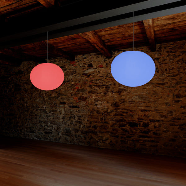 Suspension elliptique ovale, plafonnier avec changement de couleurs, lumière boule plate