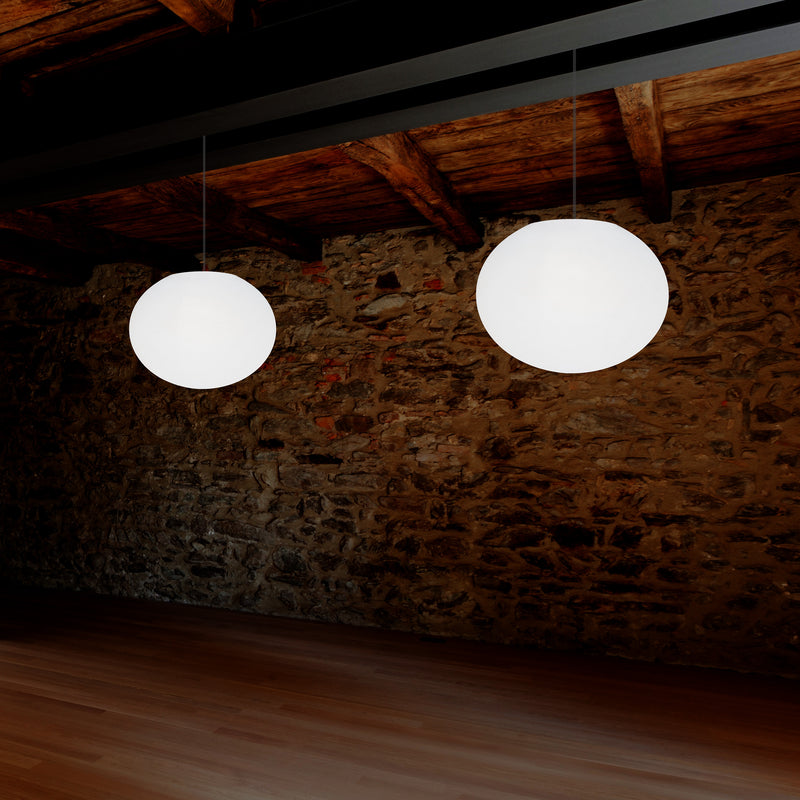 Plafonnier design à LED, suspension lumière 3D ellipse ovale E27, sphère plate de 27 cm