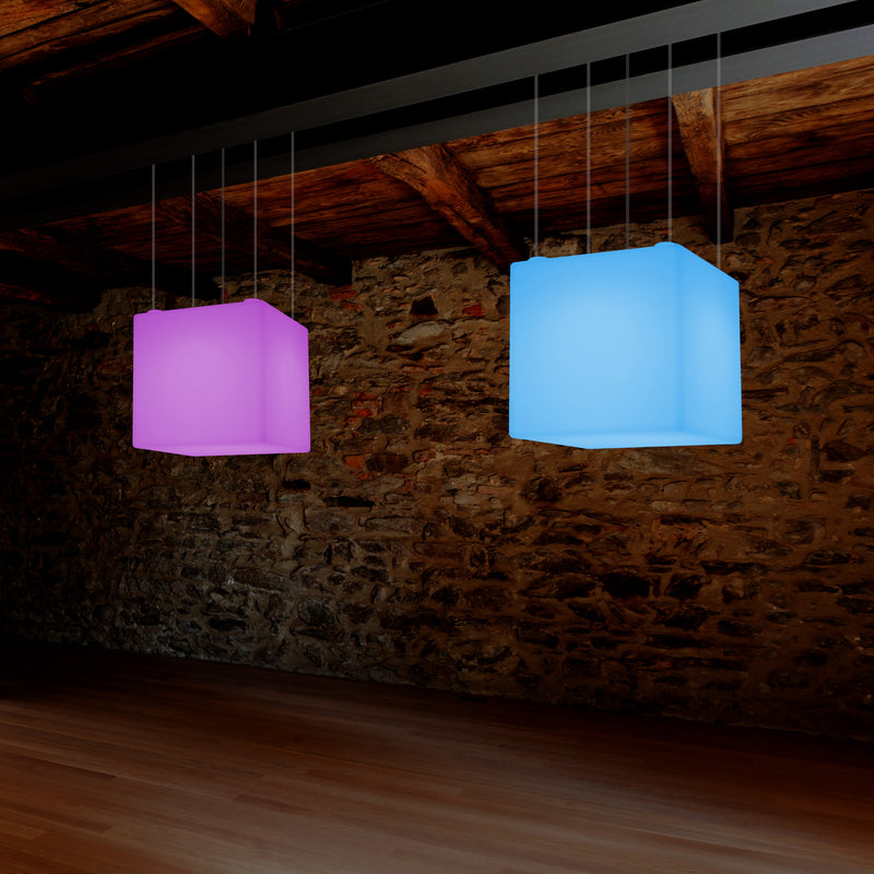 Plafonnier Cube LED, lampe décorative suspendue, 500 mm, E27, éclairage d'ambiance RGB