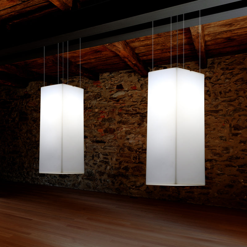 Lampe à suspension linéaire, éclairage à LED suspendu, taille 110 x 30 cm, ampoule E27, blanc