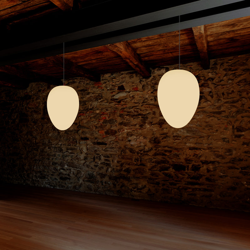 Plafonnier suspendu décoratif E27, Lampe pendante LED Lumière ovale design, 37 cm, blanc chaud