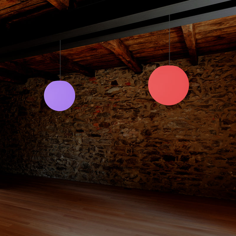 Plafonnier à boule suspendue, lampe pendante LED de 15cm changement de couleurs éclairage d'ambiance