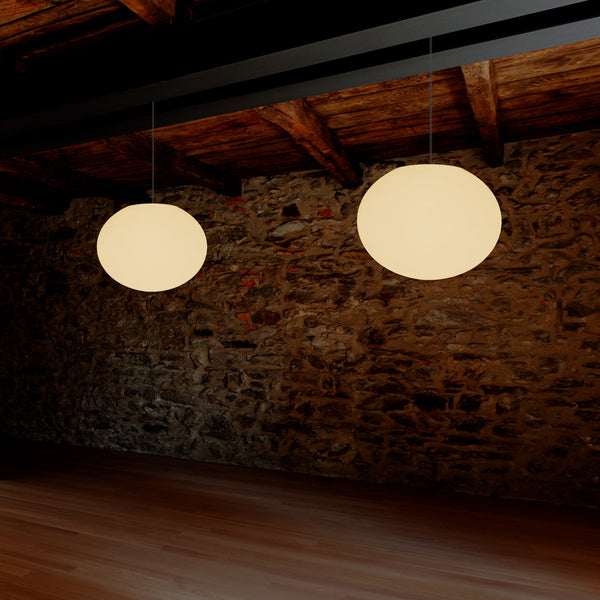 Plafonnier suspendu décoratif E27, lampe suspendue à LED lumière 3D ovale elliptique, boule 27 cm
