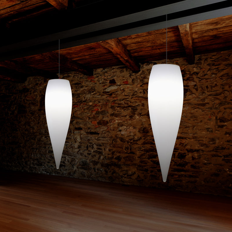 Lampe à suspension goutte d'eau, lumière pendante à LED décorative glaçon, 80 cm, E27, blanc