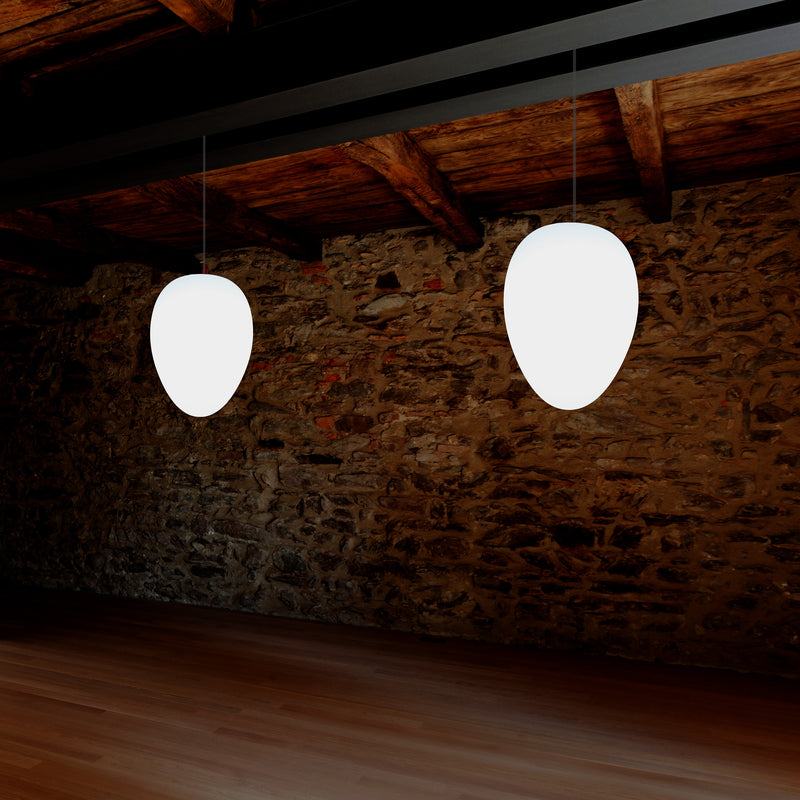Plafonnier suspendu unique à LED E27, suspension ovale design, taille 37 cm, ampoule blanche