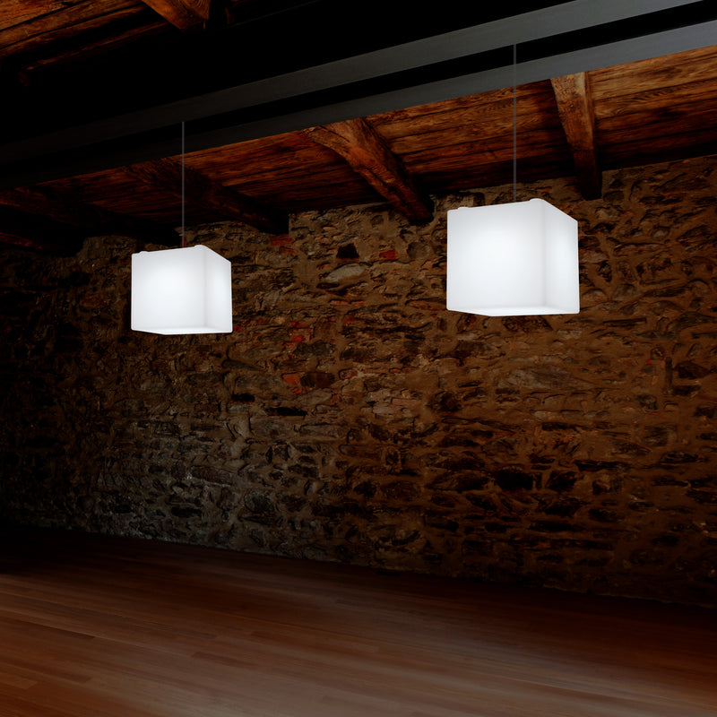 Éclairage de suspension Cube LED, Lampe pendante moderne, 200 mm, ampoule E27, lumière blanche