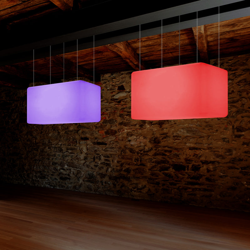 Plafonnier unique, lampe suspendue LED linéaire îlot de cuisine 55 x 35 cm E27 RGB avec télécommande