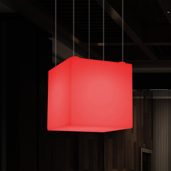 Cube LED, Lampe de suspension contemporaine, 40 cm, E27, avec changement de couleur