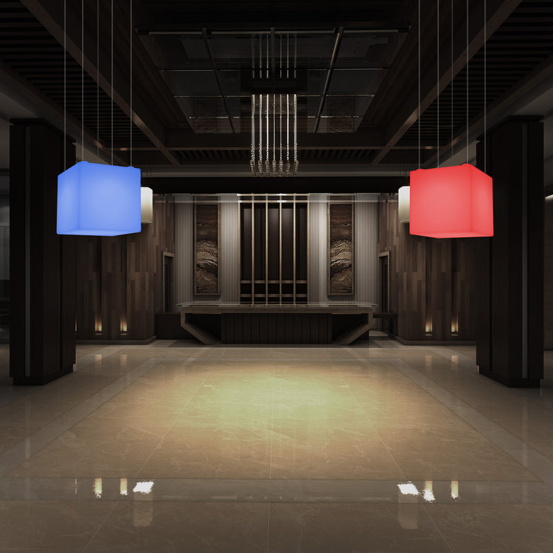 Plafonnier Cube à LED, lampe suspendue moderne RVB multicolore, 400 mm, lampe d'ambiance