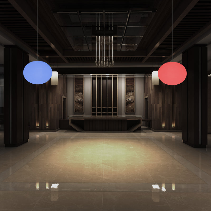 Plafonnier ellipse galet, suspension RGB ovale design, 27 cm, éclairage d'ambiance LED