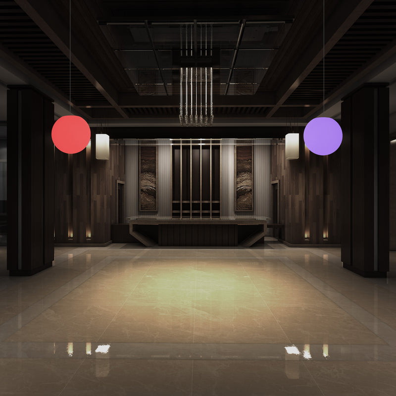 Plafonnier à boule suspendue, lampe pendante LED de 15cm changement de couleurs éclairage d'ambiance