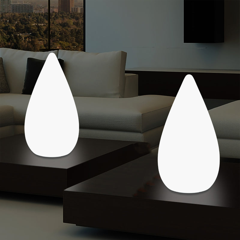 Lampe de table décorative LED 37cm, goutte d'eau E27 Luminaire de sol pour salon, blanc